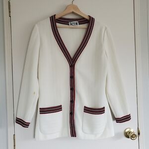Vintage Act III Cardigan Women's 14 Cream Red And Blue
